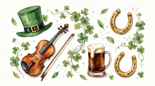 Watercolor St. Patrick's Day Motifs Illustration