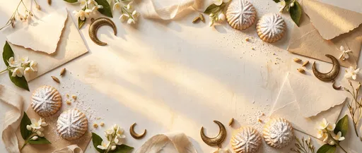 Eid Maamoul Cookies and Envelopes Flat Lay