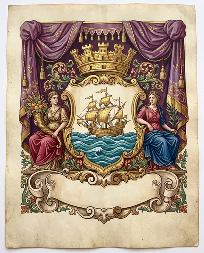 Ornate Heraldic Coat of Arms on Vellum