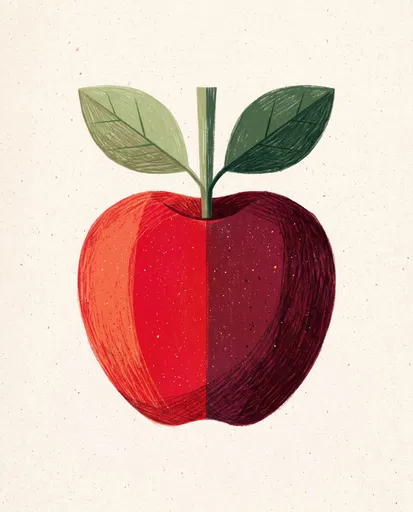 Mid-Century Red Apple Illustration