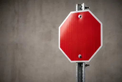 Blank Red Octagonal Road Sign