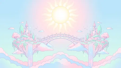 Pastel Floating Islands With Sky Bridge Illustration