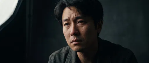 Sad East Asian Man Crying Portrait