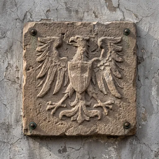 Weathered Sandstone Eagle Crest Plaque