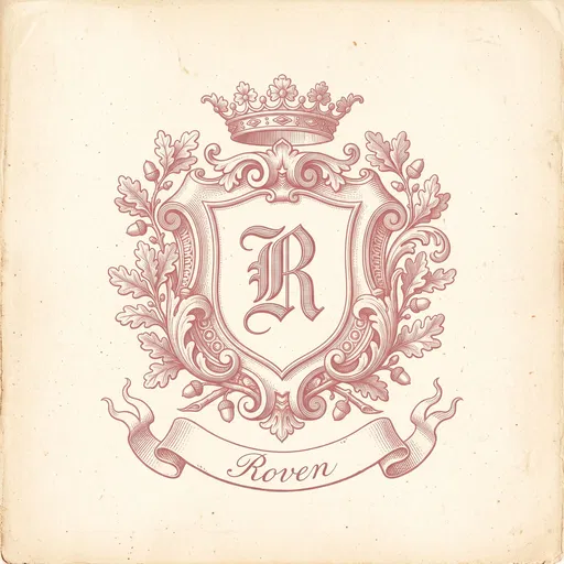 Dusty Rose Heraldic Crest Illustration