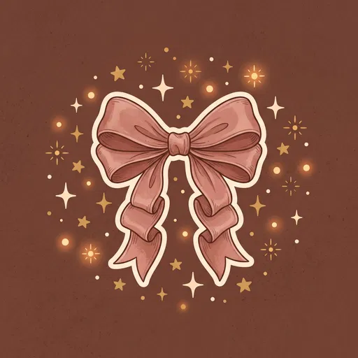 Vintage Rose Pink Ribbon Bow Sticker