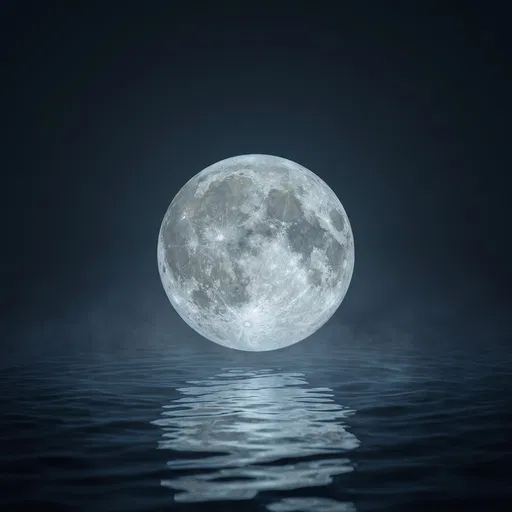 Glowing Moon Sphere Above Dark Water