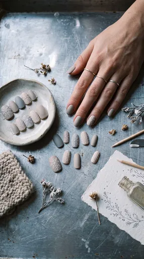 Winter Matte Press-On Nails Flat Lay
