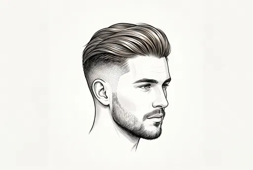 Line Art Illustration of Man With Undercut