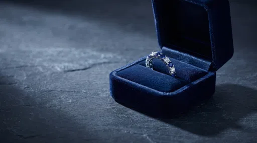 Sapphire Diamond Eternity Ring in Velvet Box