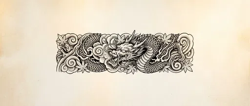 Japanese Dragon Forearm Band Tattoo Illustration