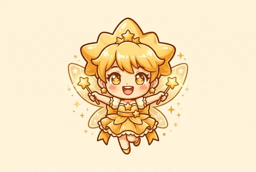 Cute Golden Chibi Star Fairy