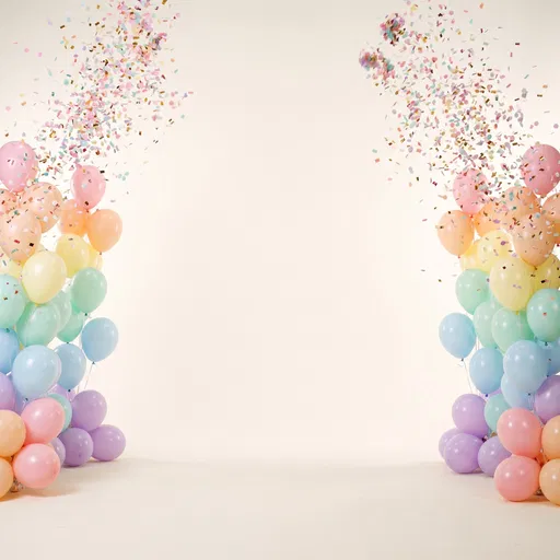 Pastel Balloon Frame With Confetti Copy Space