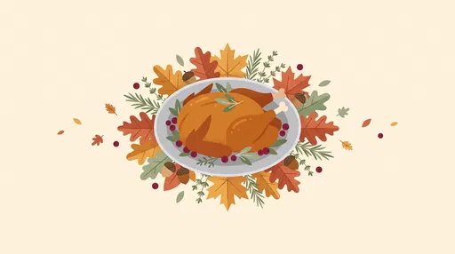 Thanksgiving Turkey Platter Flat Illustration