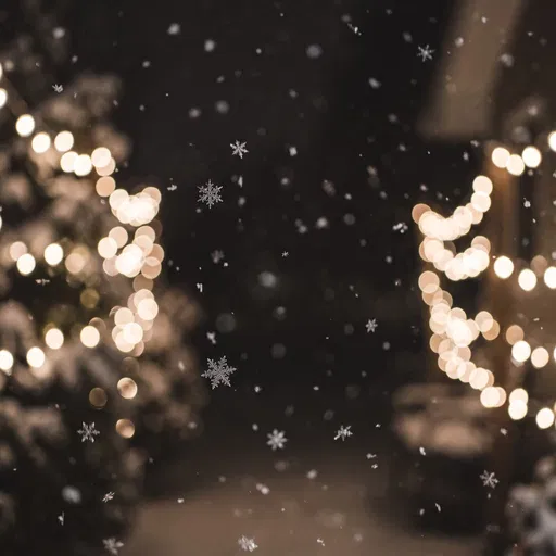 Falling Snowflakes with Warm Bokeh Lights
