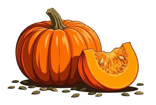 Whole Pumpkin and Slice Vector Illustration