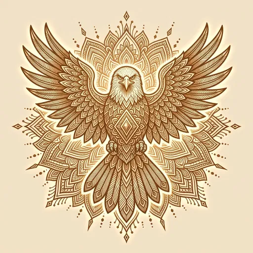 Intricate Golden Brown Eagle Mandala Emblem