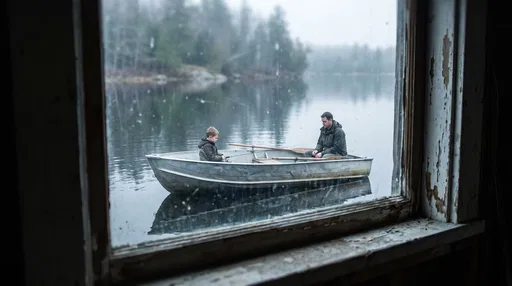 Father and Son in Aluminum Skiff