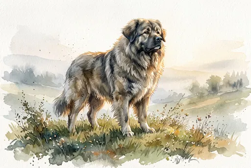 Watercolor Illustration of Russian Bear Dog