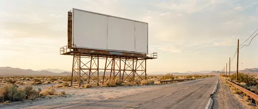 Blank White Billboard Beside Desert Highway