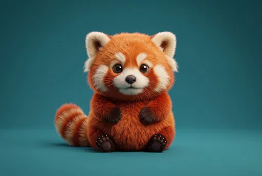 Fluffy Baby Red Panda 3D Render