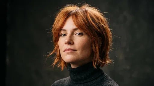 Woman with Copper Bixie Haircut Portrait