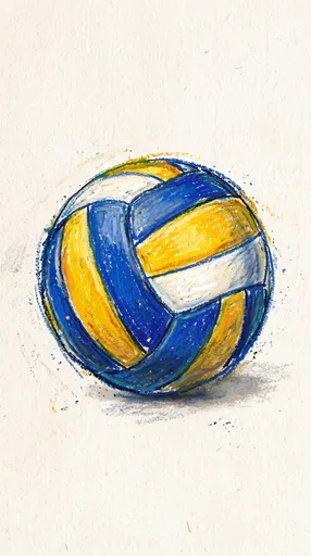 Oil Pastel Volleyball Illustration
