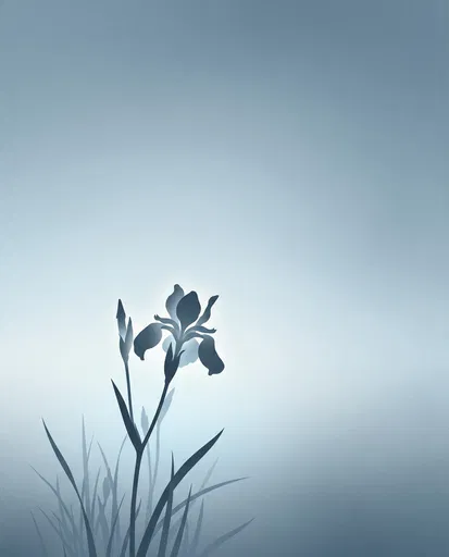 Minimalist Blue Iris Flower Silhouette