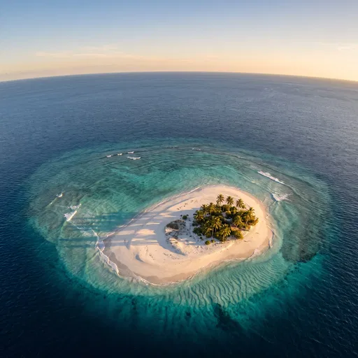 Aerial View of Isolated Tropical Island