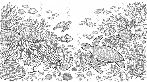 Coral Reef Underwater Scene Coloring Page