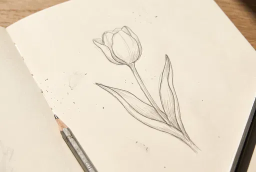 Simple Pencil Sketch of a Tulip