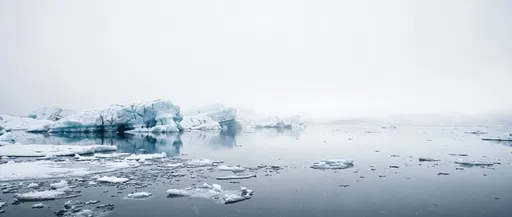 Minimalist Arctic Lagoon with Floating Icebergs