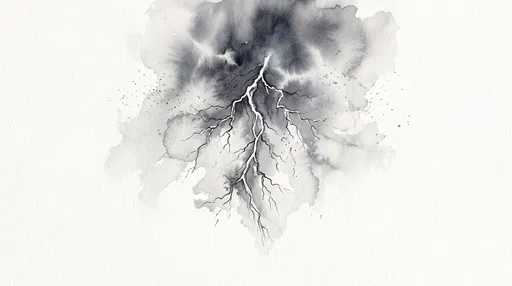 Monochrome Watercolor Lightning Bolt Illustration