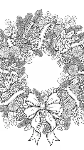 Festive Christmas Wreath Coloring Page