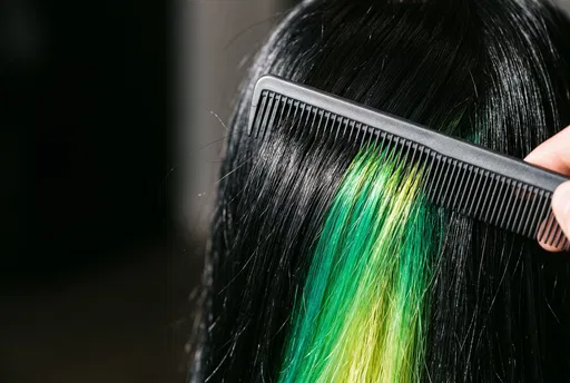 Neon Green Peekaboo Hair Dye Close-Up
