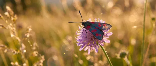 Burnet Moth on Purple Scabious Flower