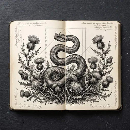 Horned Viper Illustration in Open Notebook