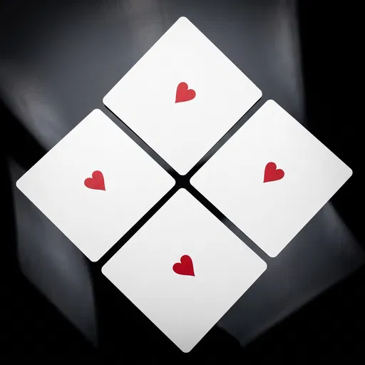 Four White Heart Cards in Diamond