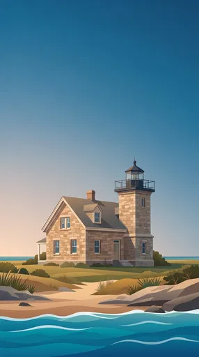 Coastal Stone Lighthouse Illustration