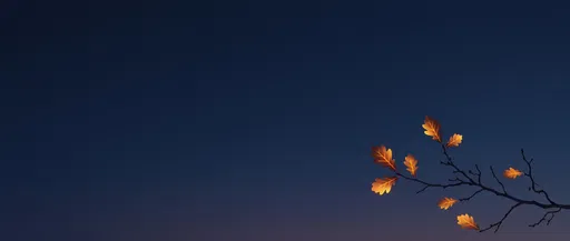 Glowing Golden Oak Branch at Twilight