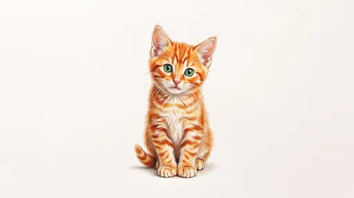 Ginger Tabby Kitten Colored Pencil Drawing