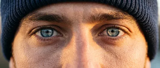 Close-Up of Man With Blue-Gray Eyes