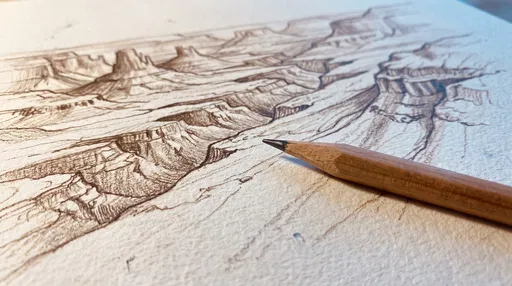 Sepia Canyon Sketch with Wooden Pencil