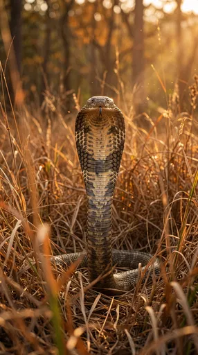 King Cobra Upright in Golden Grass