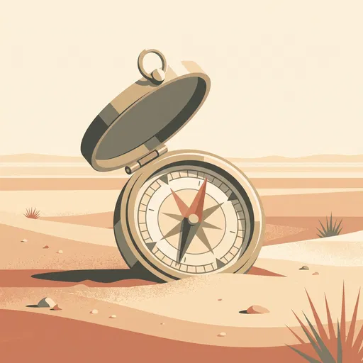Vintage Brass Compass in Desert Sand