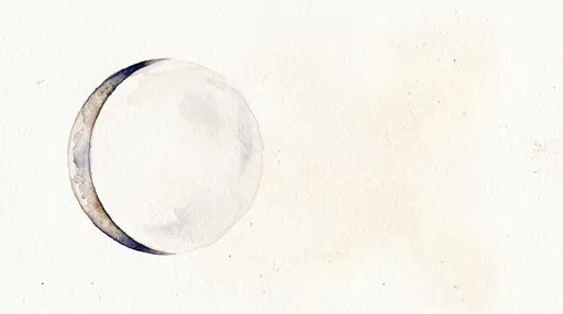 Minimalist Watercolor Waning Crescent Moon
