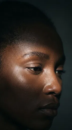 Macro Portrait of Dewy Dark Skin