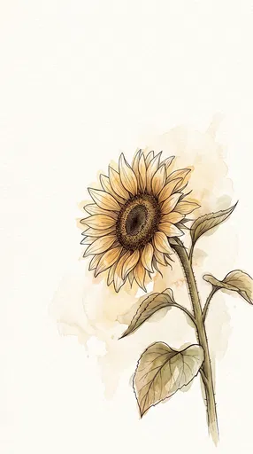 Watercolor and Ink Sunflower Illustration