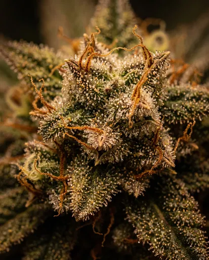 Macro Close-Up of Mature Cannabis Flower