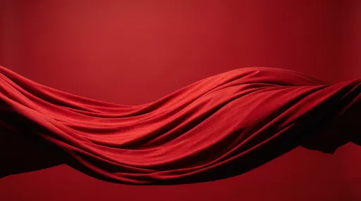 Flowing Crimson Fabric Wave on Red